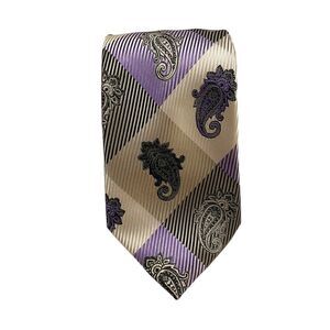 Henri Picard Purple Paisley Big & Tall Extra Long Tie